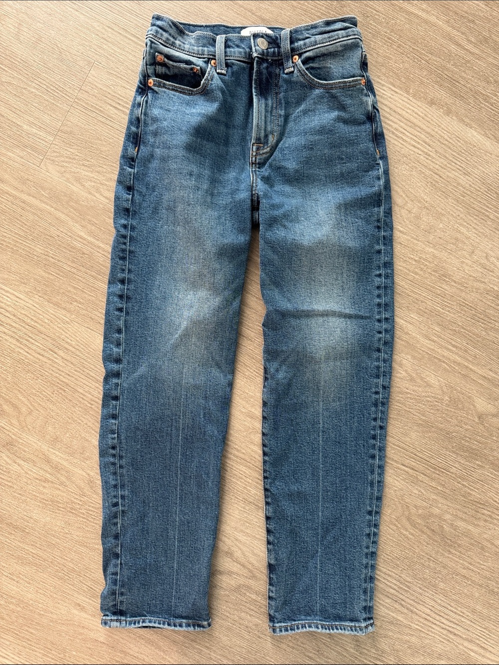 pistola High Waisted Straight Blue Denim Jeans